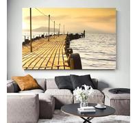 Varios muelles marinos, mañana, mediodía y noche, paisajes, impresiones en lienzo, pinturas, arte de pared, carteles de muelles, decoración del hogar, 40 x 60 cm, sin marco
