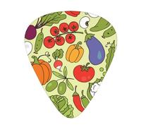 Varios patrones de vegetales,12 púas de guitarra, 3 grosores diferentes para guitarra acústica, bajo y ukelele