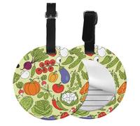 Varios patrones de vegetales,Etiquetas de equipaje de cuero sintético con nombre, etiquetas de viaje duraderas, 2 unidades