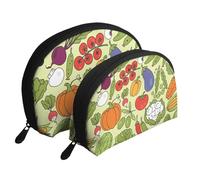 Varios Patrones Vegetales, Bolsa de Maquillaje de Concha, Monedero pequeño para Mujer, Bolsa de artículos de tocador, Bolsa de cosméticos, 2 Piezas