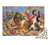 Varios Perros Bosque Otoñal Puzzle de 1000 Piezas Papel para Adultos Relajación Enfoque Decoración Familiar Regalo 52x38cm/1000pcs