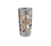 Varios perros de dibujos animados Kawaii - Razas de perros Vaso térmico de acero inoxidable de doble pared