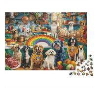Varios Perros Escena de Cocina Puzzle de 1000 Piezas Material de Papel para Adultos Relajación Mejora atención Interacción Familiar Decoración Regalo 52x38cm/1000pcs