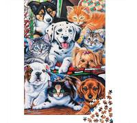 Varios Perros y Gatos Puzzle de 1000 Piezas Papel para Adultos Colección de Mascotas Puzzle para Toda la Familia Relajante Decoración Regalo 70x50cm/1000pcs
