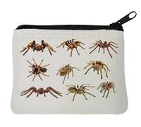 Varios Spiders Creepy Crawlers Scary - Monedero de neopreno (10 x 11 cm), color blanco, White, Talla única