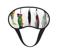 Varios tipos de cebos de pesca, máscara de dormir con estampado de cebos de pesca, máscara de dormir para mujeres y hombres para la oscuridad total, reduce la máscara de ojos hinchada