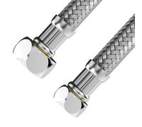 VARIOSAN Latiguillo flexible 17529, 3/8" ÜWM x 1/2" ÜWM, 200 mm, funda de acero inoxidable, certificado DVGW, agua potable, tubo blindado flexible