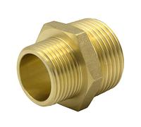 VARIOSAN Niple doble, latón, 1 1/4 x 1 pulgada, apto para agua potable, accesorio para manguera