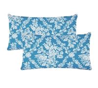 Various - 2 Fundas de Almohada con Cremallera, 100% Poliéster, Transpirable Suave,Funda Protectora de Almohada Printed Azul 45cm x 135cm