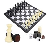Various Ajedrez Magnético de Viaje 3 en 1, Tablero Plegable 32 cm con Damas y Backgammon, Piezas Magnéticas y Estuche Portátil, Juego de Mesa para Familia