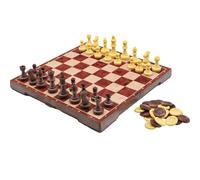 Various Ajedrez Magnético y Damas 2 en 1, Tablero Plegable Portátil 30 x 30 cm con Piezas Magnéticas, Juego de Mesa de Viaje para Niños y Adultos, Color Marrón