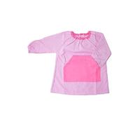 various Babi Escoloar Infantil con Botones Cuadrado,Bata Escolar con Bolsillos y Puños Ajustados para guardería y Colegio,Color Rosa