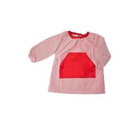 various Babi Escoloar Infantil con Botones Cuadrado,Bata Escolar con Bolsillos y Puños Ajustados para guardería y Colegio,Color Rojo