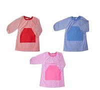 various Babi Escoloar Infantil Nombre Personalizado con Botones Cuadrado,Bata Escolar con Bolsillos y Puños Ajustados para Guadería y Colegio.