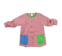 various Bata Cuello Redondo Escolar Infantil Babi Escolar Niño o Niña para Guarderia y Colegio Cuadrado con Botoens Talla 1 (2-3 año) Color Rojo