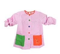 various Bata Cuello Redondo Escolar Infantil Babi Escolar Niño o Niña para Guarderia y Colegio Cuadrado con Botoens Talla 2 (3-4 año) Color Rosa