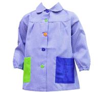 various Bata Escolar Infantil Babi Escolar para Guarderia y Colegio Cuadrado con Botoens Talla 1 (2-3 año) Color Azul