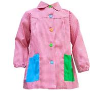 various Bata Escolar Infantil Babi Escolar para Guarderia y Colegio Cuadrado con Botoens Talla 1 (2-3 año) Color Rojo