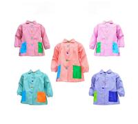 various Bata Escolar Infantil Nombre Personalizado Babi Escolar para Guarderia y Colegio Cuadrado con Botoens Multicolor Tamaño 2-8 Años,Color Rojo Azul Rosa Verde Naranja Lina