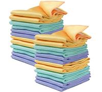 various Bayeta Cristales y Baños Solución Espejos, Cristales y Limpieza del Baño Paños Microfibra con Gran Capacidad de Absorción No Deja Marcas y Pelusas -30x40cm 24 Unidad