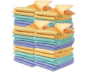 various Bayeta Cristales y Baños Solución Espejos, Cristales y Limpieza del Baño Paños Microfibra con Gran Capacidad de Absorción No Deja Marcas y Pelusas -30x40cm 48 Unidad