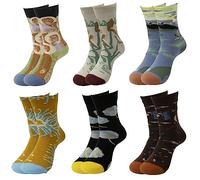 various-Calcetines coloridos divertidos y divertidos, 6 Pares de Calcetines con Dibujos Fantasia Colores para hombre y mujer,algodón premium Talla 36-41 (Set2-6 par)