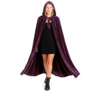 various Capa Morado con Capucha Terciopelo Disfraz de Vampiro Halloween y Carnaval,Capa Disfraz Adulto para Mujer y Hombre 135cm