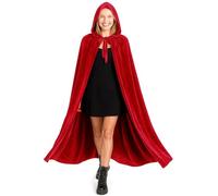 Various Capa Rojo con Capucha Terciopelo Disfraz de Vampiro Halloween y Carnaval,Capa Disfraz Adulto para Mujer y Hombre 150cm