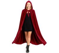Various Capa Rojo Oscuro con Capucha Terciopelo Disfraz de Vampiro Halloween y Carnaval,Capa Disfraz Adulto para Mujer y Hombre, 135cm