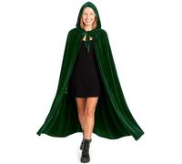 various Capa Verde con Capucha Terciopelo Disfraz de Vampiro Halloween y Carnaval,Capa Disfraz Adulto para Mujer y Hombre 170cm