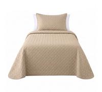 various Colcha Bouti Beige Cama 90 cm, Cubrecama Fino de Primavera Verano 180 x 260 cm, Diseño Emboss con Relieve, 100% Poliéster con 1 x Funda de Cojín 50 x 70 cm