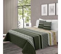 various - Colcha Bouti Estempada para Verano y Premivera,Reversible Color de Verde + 2 Funda Cojin 50x70 cm,Colcha Cubrecama Ligera Fina,Entretiempo 100% Poliéster. (Cama 135-230 x 260cm)