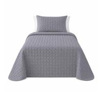 various Colcha Bouti Gris Cama 105 cm, Cubrecama Fino de Primavera Verano 200 x 260 cm, Diseño Emboss con Relieve, Colcha Ligera 100% Poliéster con 1 x Funda de Cojín 50 x 70 cm