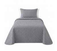 various Colcha Bouti Gris Cama 105 cm, Cubrecama Fino de Primavera Verano 200 x 260 cm, Diseño Emboss con Relieve, Colcha Ligera 100% Poliéster con 1 x Funda de Cojín 50 x 70 cm