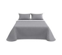 various Colcha Bouti Gris Cama 135 cm, Cubrecama Fino de Primavera Verano 235 x 260 cm, Diseño Emboss con Relieve, Colcha Ligera 100% Poliéster con 2 x Funda de Cojín 50 x 70 cm