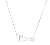various Collar Nombre Nieves Acero Inoxidable-Colgante Nombre Personalizado Plateado para Collar Mujer-Regalos Personalizados para Mujer Madres Niña Parejas, Mejor Amiga