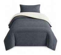 various Edredón Sherpa Borreguito Invierno 180x260 cm Gris | Abrigo suave para las noches frías; doble cara de franela y borreguito con 1 funda de almohada