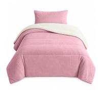 various Edredón Sherpa Borreguito Invierno 180x260 cm Rosa | Abrigo suave para las noches frías; doble cara de franela y borreguito con 1 funda de almohada