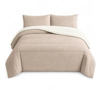 various Edredón Sherpa Borreguito Invierno 240x260 cm Camel | Abrigo suave para las noches frías; doble cara de franela y borreguito con 2 funda de almohada