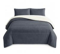 various Edredón Sherpa Borreguito Invierno 240x260 cm Gris | Abrigo suave para las noches frías; doble cara de franela y borreguito con 2 funda de almohada
