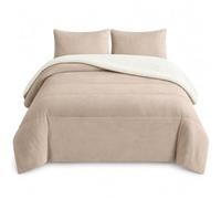 various Edredón Sherpa Borreguito Invierno 260x260 cm Camel | Abrigo suave para las noches frías; doble cara de franela y borreguito con 2 funda de almohada