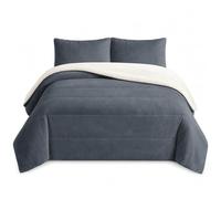 various Edredón Sherpa Borreguito Invierno 260x260 cm Gris | Abrigo suave para las noches frías; doble cara de franela y borreguito con 2 funda de almohada