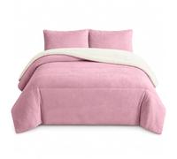 various Edredón Sherpa Borreguito Invierno 260x260 cm Rosa | Abrigo suave para las noches frías; doble cara de franela y borreguito con 2 funda de almohada