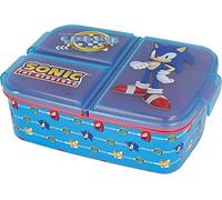 various Fiambrera para Niños-Sandwichera con 3 Compartimentos para Guardería, Fiambrera con División Infantil de Plástico Libre de BPA, Gran regalo para niños(Sonic)