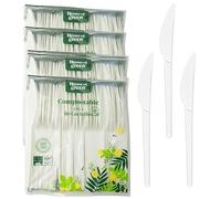 various Juego de 200 Cuchillos Reutilizables, Aptos para Lavavajillas, Cubiertos para Fiestas, Bodas, Eventos, para Comida Fría y Caliente,Blanco/18cm (200pcs)