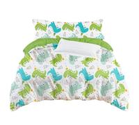 various Juego de Funda Nórdica Infantil para Cama 90cm de 3 Piezas - Funda Nórdica 150x220cm, 1 Funda de Almohada 45x70cm y Bajera Ajustable 90x190, Poliéster Suave y Transpirable (Dinosaurio Verde)