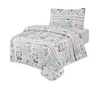 various Juego de Sábanas Infantil Cama 90 cm 3 Piezas, Sábana Bajera Ajustable, Sábana Encimera 165 x 260 cm y Funda de Almohada, 100% Poliéster, Diseño Ecológico Bosque, Blanco Multicolor