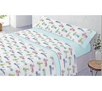 various Juego de Sábanas Infantiles Cama 90x190/200 cm - 3 Piezas (Encimera + Bajera Ajustable + Funda de Almohada) - 52% Algodón 48% Poliéster, 144 Hilos - Modelo Dino Azul