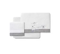 various Juego De Sábanas para Cuna 60 x 120 cm, Bebe Invierno Tipo Coralina Extrasuave (Bajera+encimera+Funda Almohada) (Corazon Amor Oso Blanco/Gris)