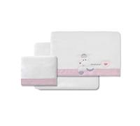various Juego De Sábanas para Cuna 60 x 120 cm, Bebe Invierno Tipo Coralina Extrasuave (Bajera+encimera+Funda Almohada) (Corazon Amor Oso Blanco/Rosa)